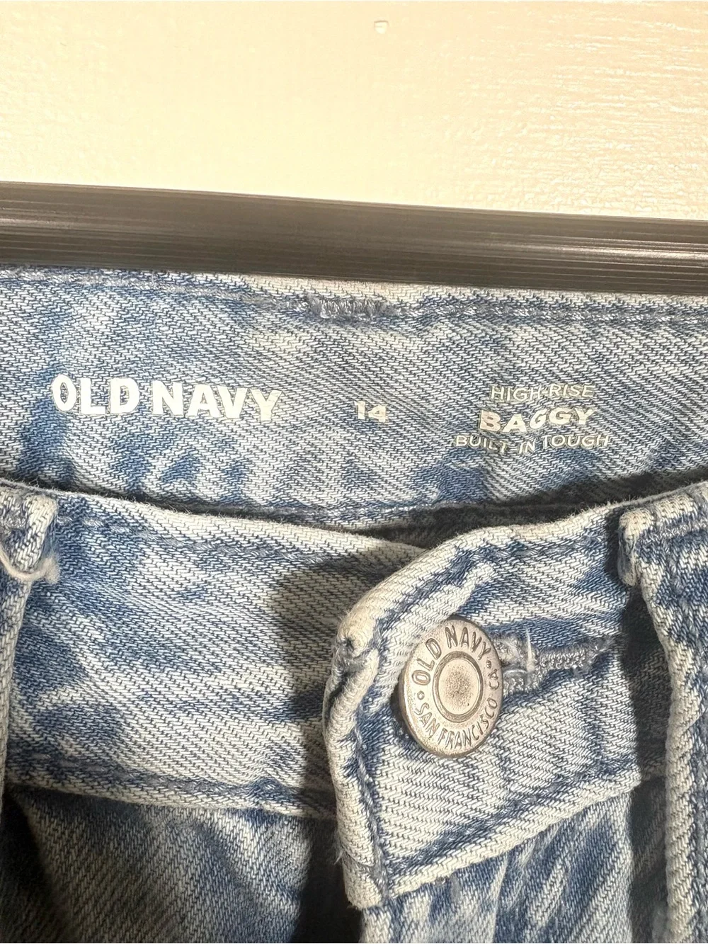 Old Navy Girls 14 High Rise Baggy Cargo Jeans Light Wash Wide Leg Y2K